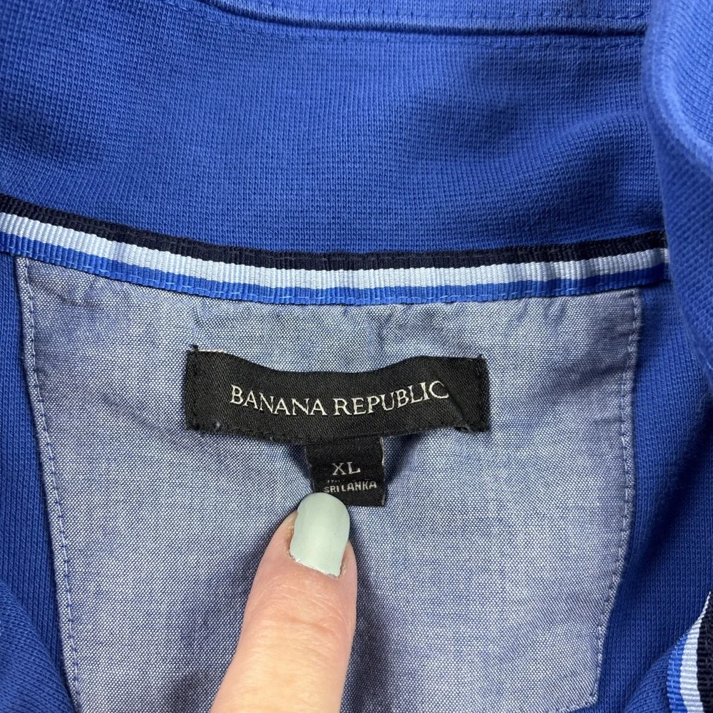Banana Republic Sweater Mens‎ XL Blue Black 1/4 Quarter Zip Pullover Sweater